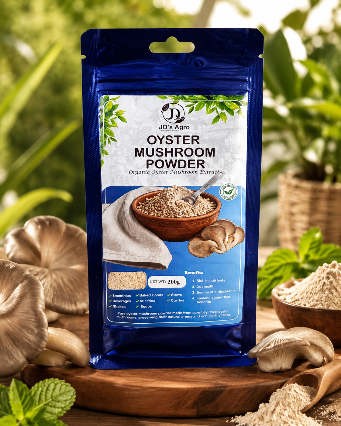 Oyster Mushroom Powder | Premium Organic Extract | Vegan Protein | 200g